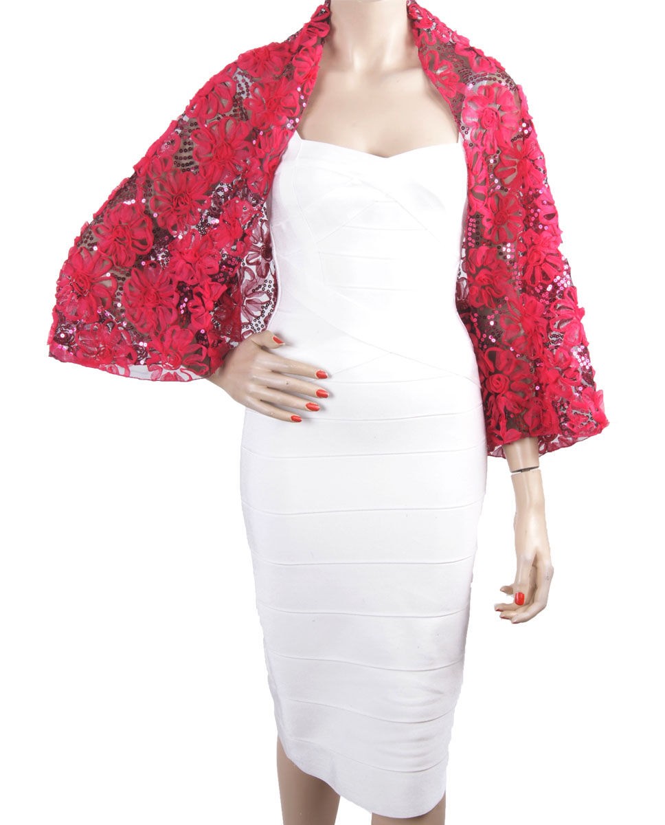 Cerise Roze Bolero Stola Met Bloemen Van Lint huismerk kopen in de aanbieding