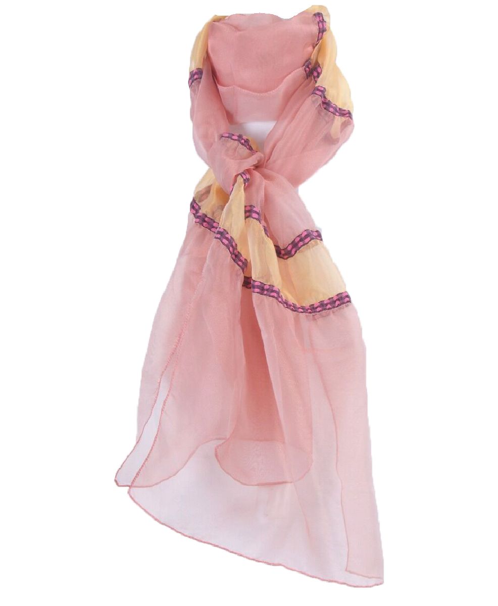 Organza sjaal in perzikgeel- en roze