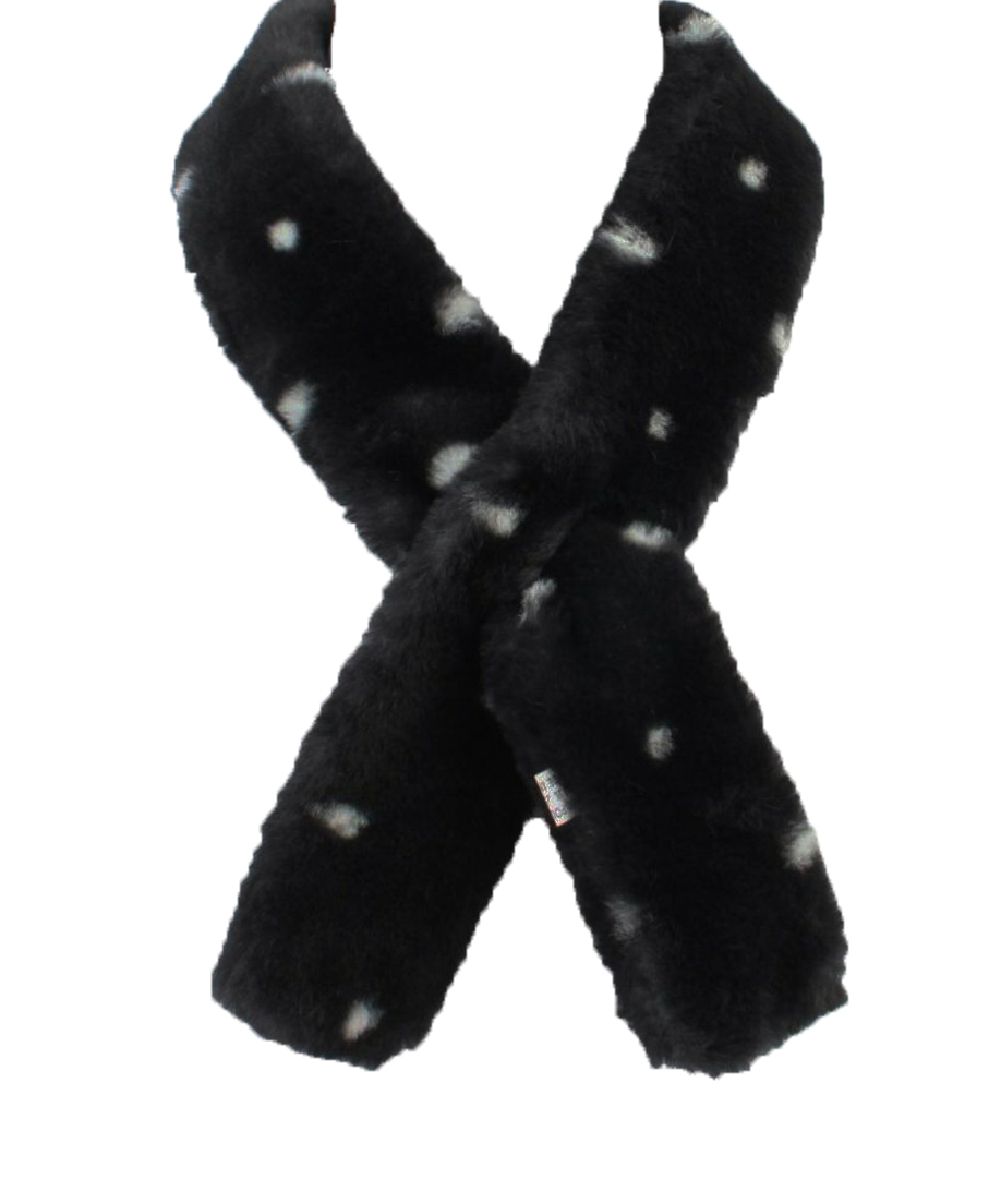 Smalle zwarte polka dot bont das/sjaal