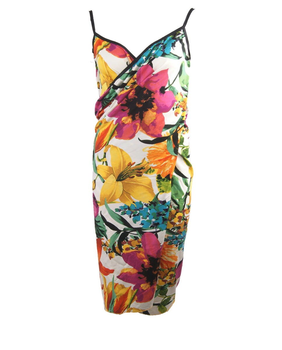 Wikkel Strandjurk Met Helder Gekleurde Bloemenprint huismerk kopen in de aanbieding Wikkel Strandjurk Met Helder Gekleurde Bloemenprint huismerk kopen in de aanbieding