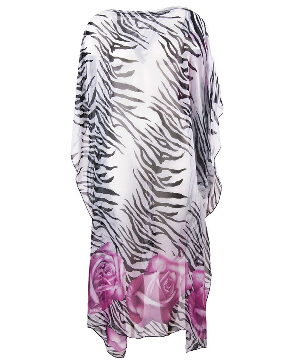 Lange Kaftan Met Zebraprint En Rozenrand huismerk kopen in de aanbieding Lange Kaftan Met Zebraprint En Rozenrand huismerk kopen in de aanbieding