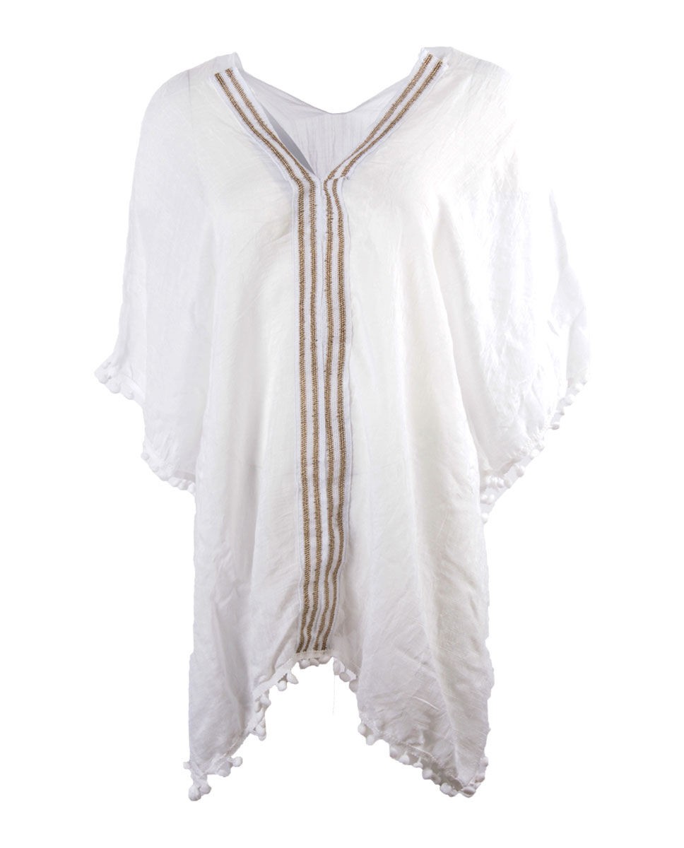 Witte Tuniek Met Wit Gouden Bies huismerk kopen in de aanbieding Witte Tuniek Met Wit Gouden Bies huismerk kopen in de aanbieding