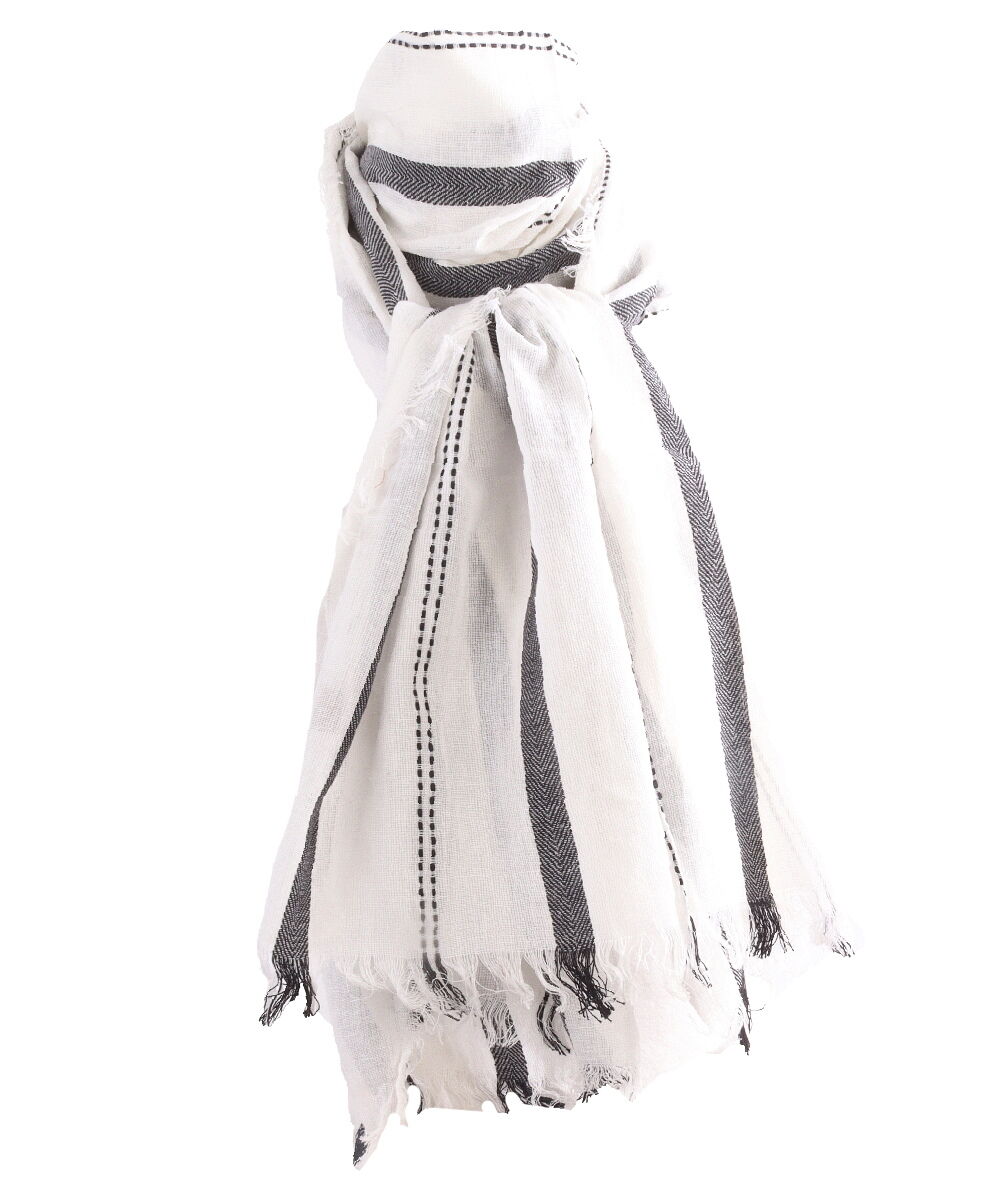 Katoenen sjaal met geweven strepen