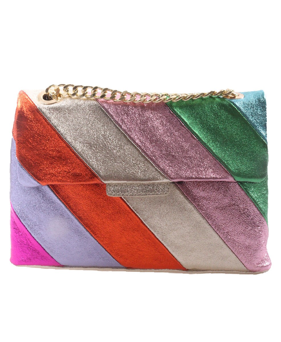 Leren metallic regenboog tas XL bouFFante