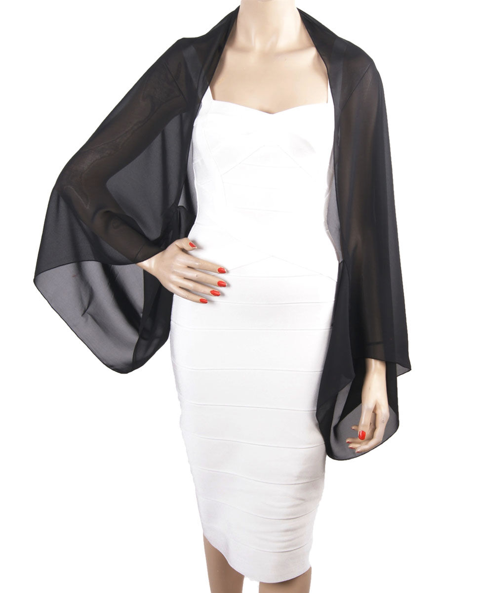 Effen Zwarte Bolero Stola Van Crepe Voile huismerk kopen in de aanbieding