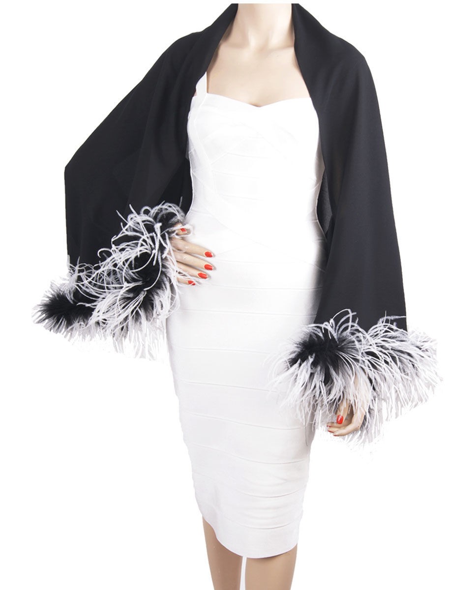 Zwarte Bolero Stola Met Struisvogelveren huismerk kopen in de aanbieding Zwarte Bolero Stola Met Struisvogelveren huismerk kopen in de aanbieding
